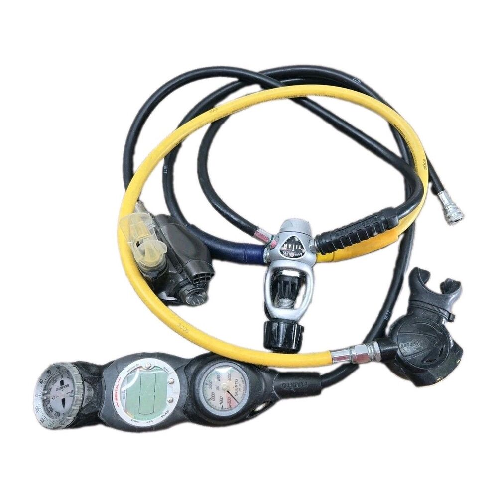 Aqua Lung Titan Scuba Regulator Set ABS Octopus Hoses & Suunto SM-36 Console #2